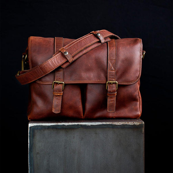 Cognac leather messenger bag best sale